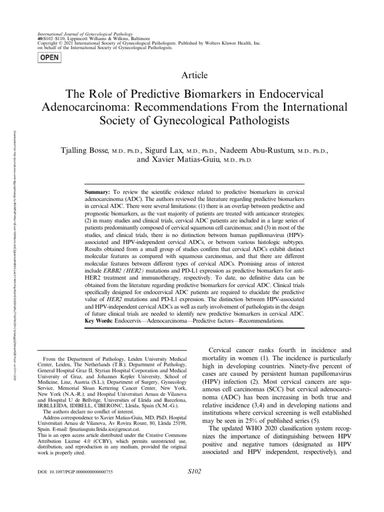 The Role of Predictive Biomarkers in Endocervical.9 | PDF | Cancer ...