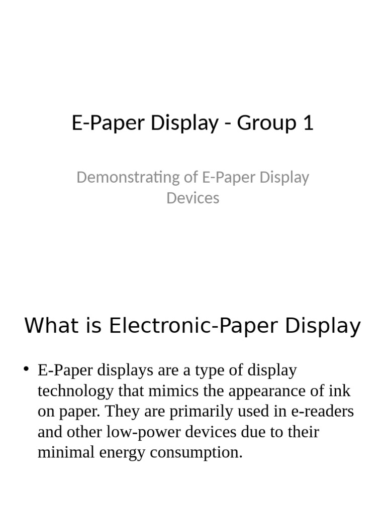 E-Paper Display Technology Overview | PDF | Games & Activities | Computers