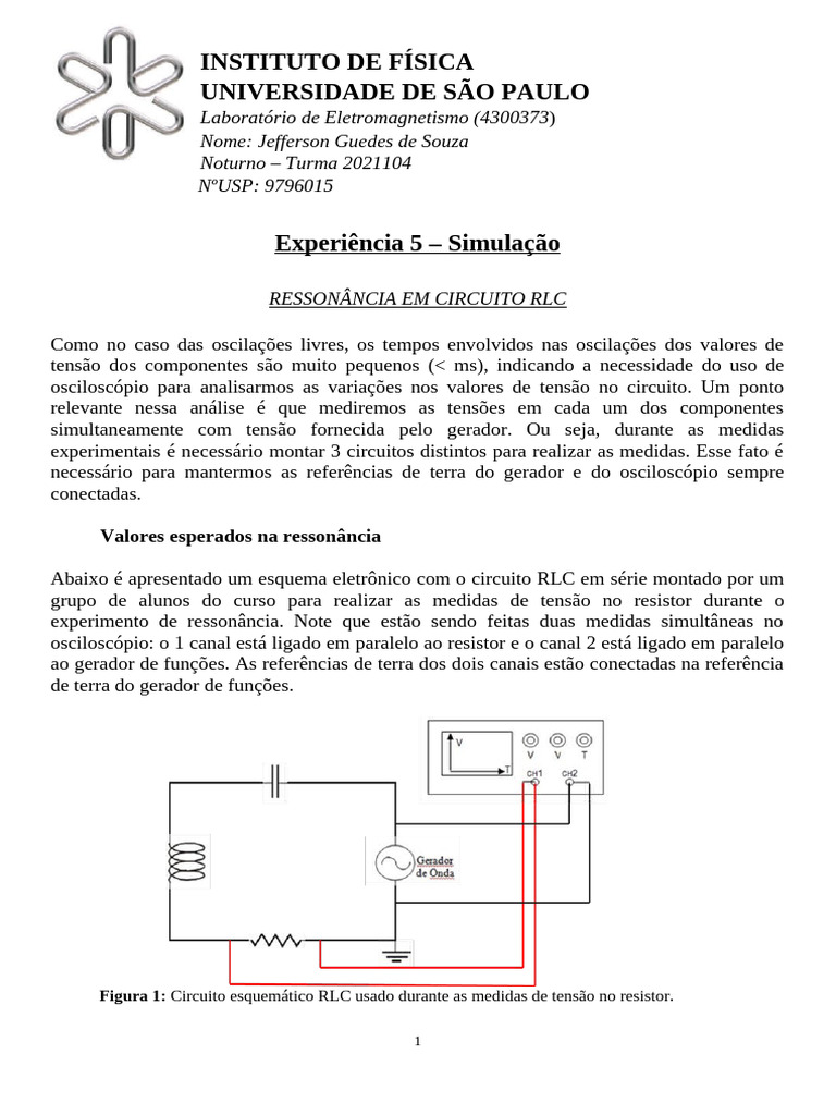Ressonância em Circuito RLC: Análise e Cálculos | PDF | Eletrônicos ...