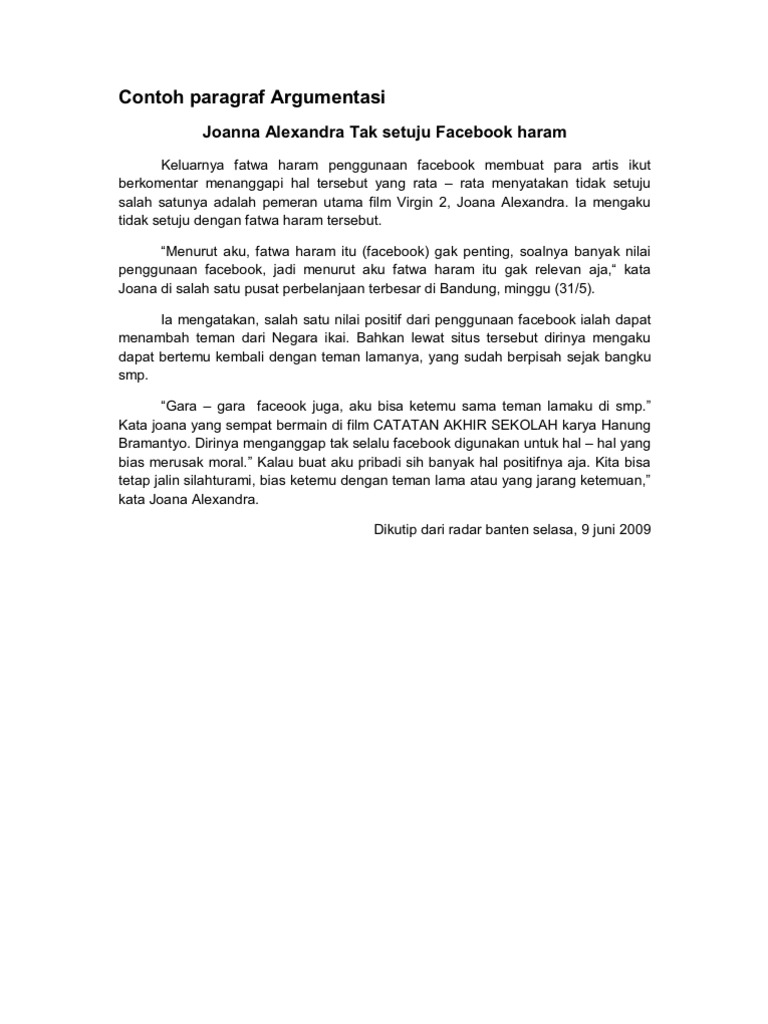 Contoh Paragraf Argumentasi Dan Persuasi
