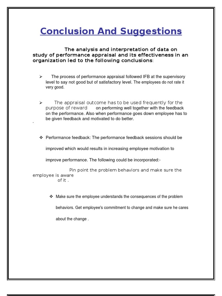 Performance Appraisal Conclusions & Suggestions | PDF | Career & Growth ...