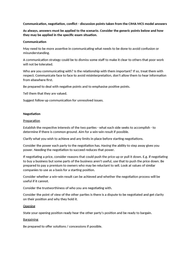 Communication and Negotiation Strategies | PDF | Negotiation ...