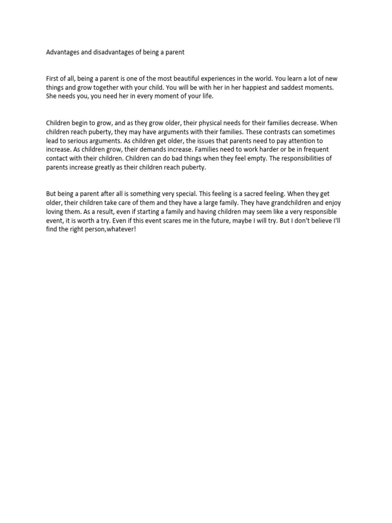 Advantages and Disadvantages of Being A Parent | PDF