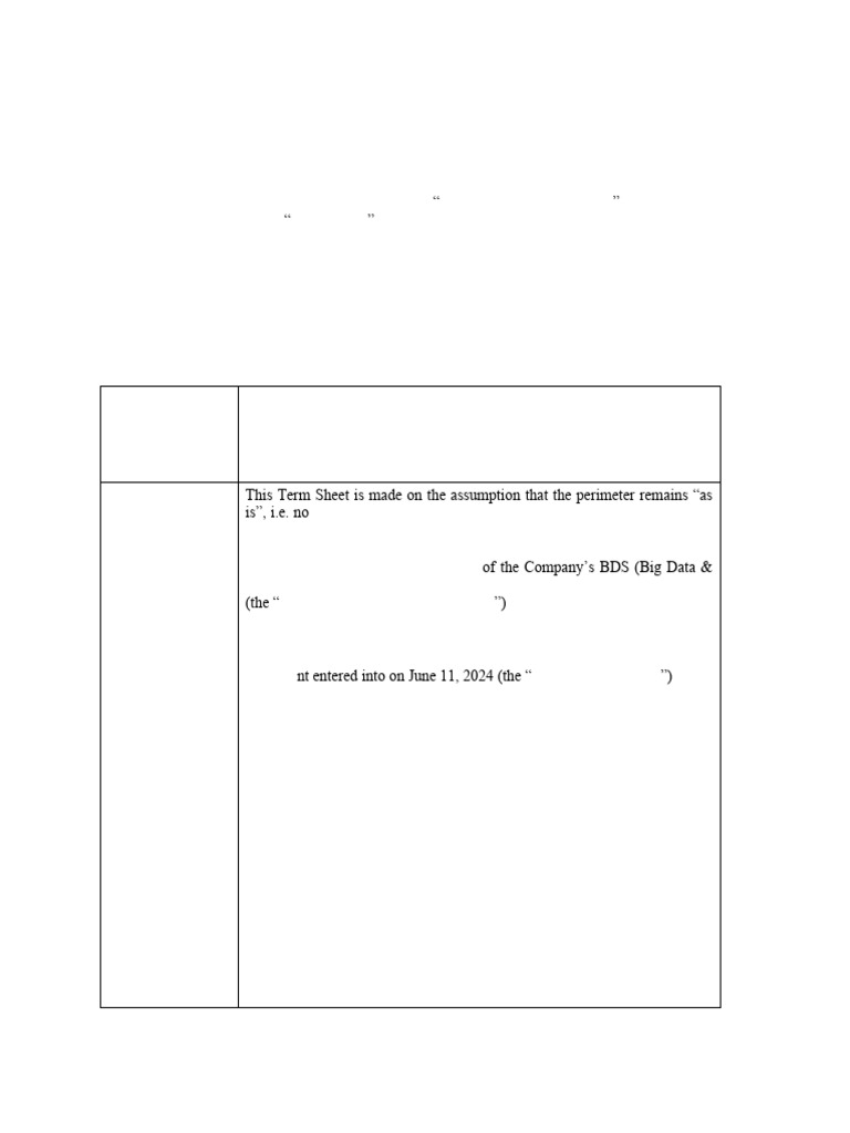 Restructuring Term Sheet Agreement in Principle 30june 2024 | PDF ...