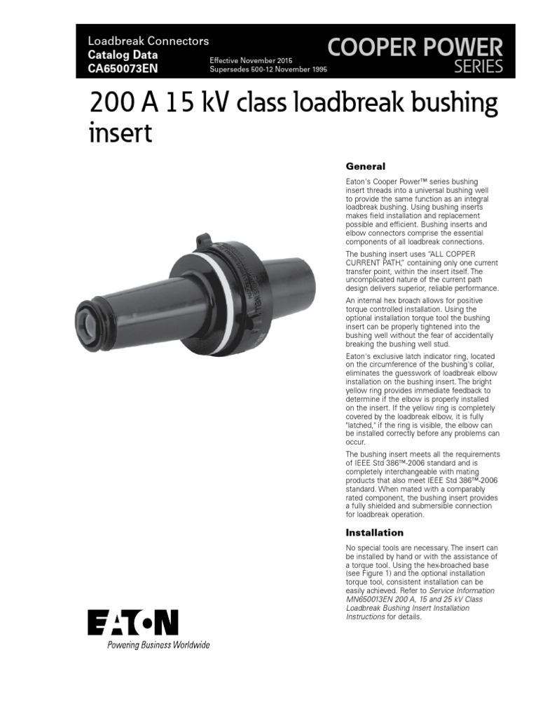 200a 15kv Class Loadbreak Bushing Insert Catalog Ca650073en | PDF ...