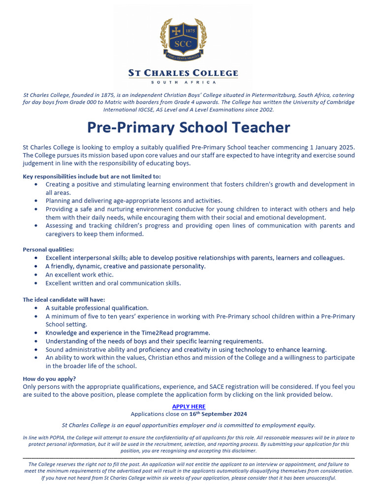 Pre Primary School Teacher 2025 Pdf Learning Teachers
