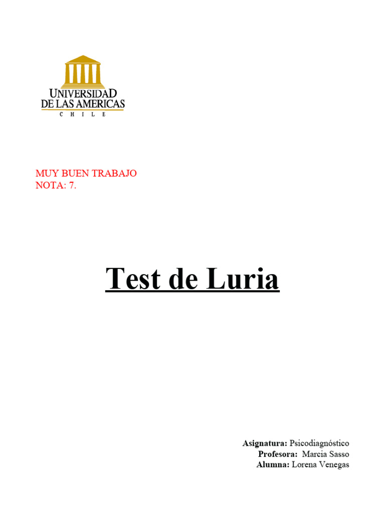 Test de Luria | PDF | Cerebro | Neuropsicología