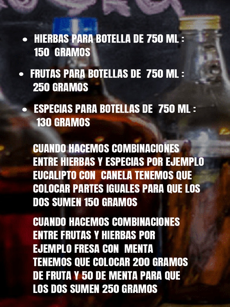 Hierbas Para Botella de 750 Ml 150 Gramos PDF