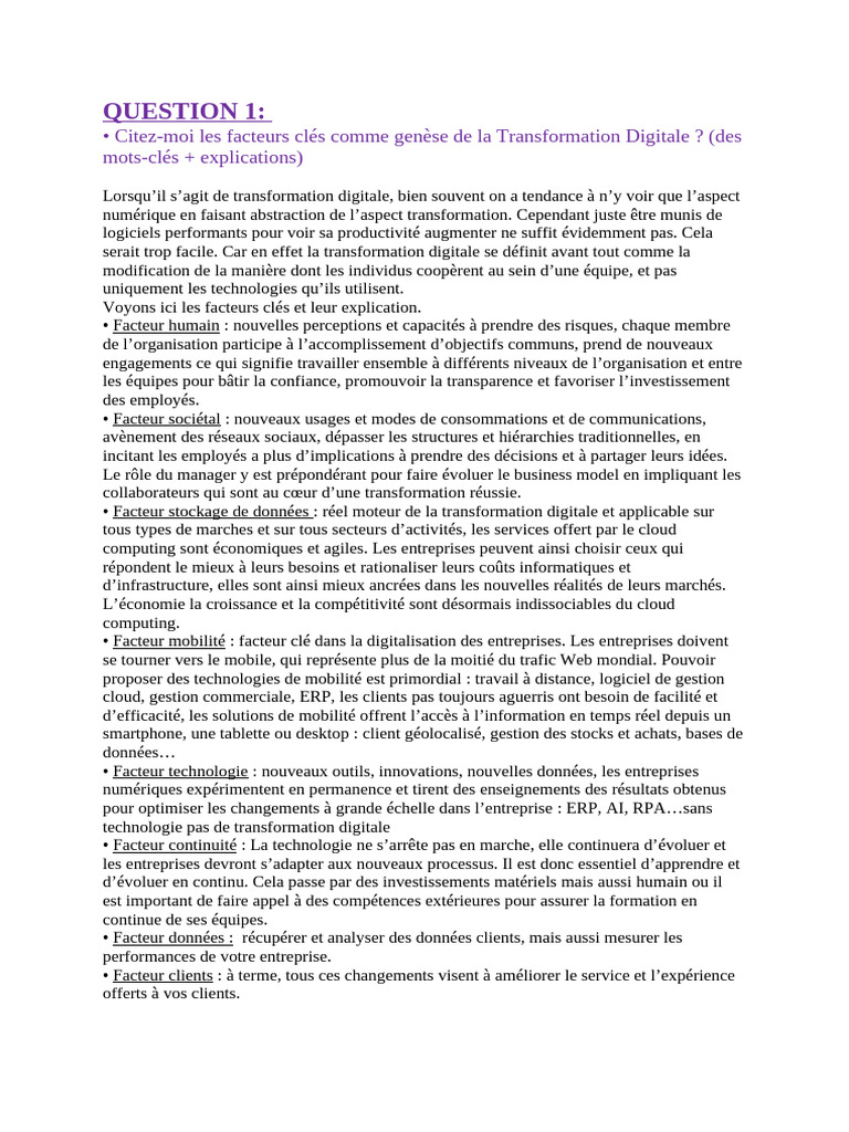 Facteurs clés de la Transformation Digitale | PDF | Cloud computing ...