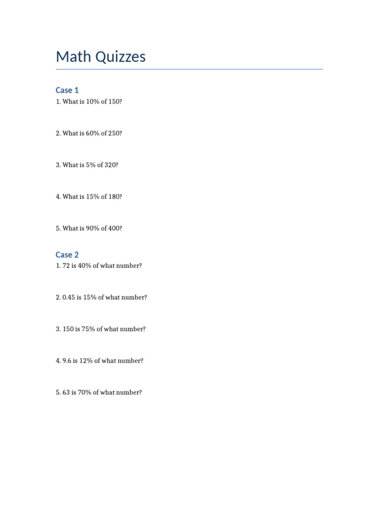 Math Quizzes With Answers | PDF | Teaching Methods & Materials