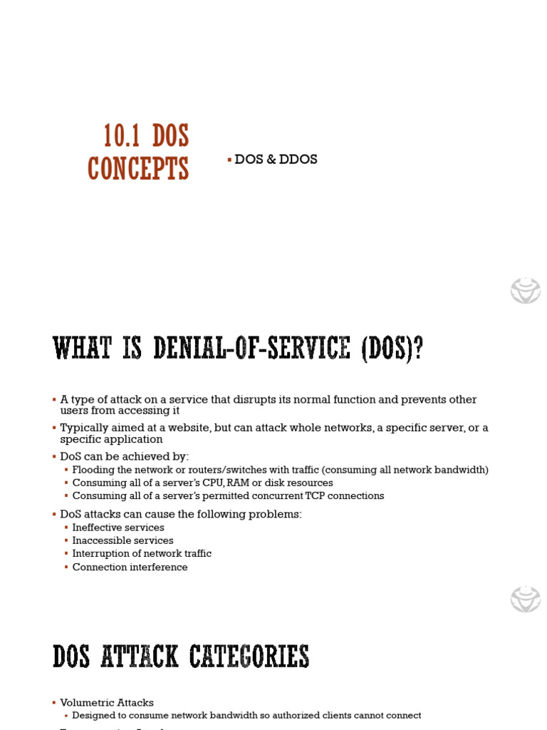 10 - DOS Concepts | PDF | Denial Of Service Attack | Transmission ...