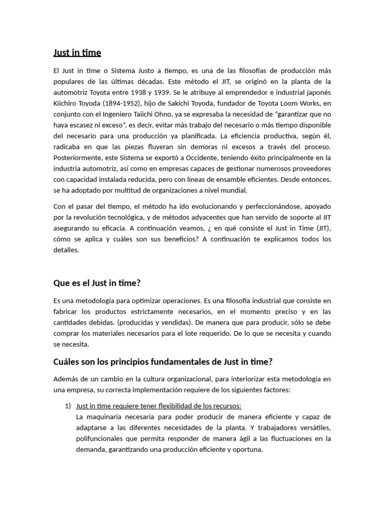 Just in Time Aporte Final | PDF | Lean Manufacturing | Calidad (comercial)
