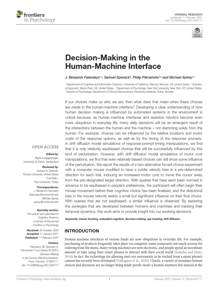 Decision Making in The Human Machine Int | PDF | Cognition | Cognitive ...