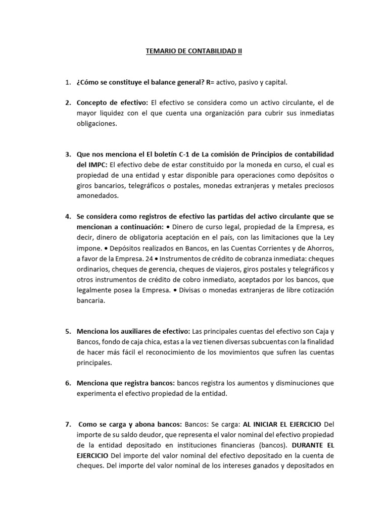 Contabilidad Ii Pdf Efectivo Contabilidad