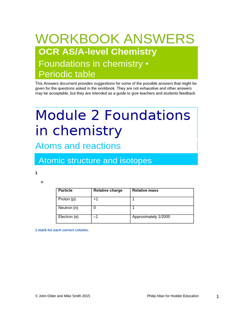 Chemistry Workbook Answer Guide | PDF | Chemical Bond | Chemical Polarity