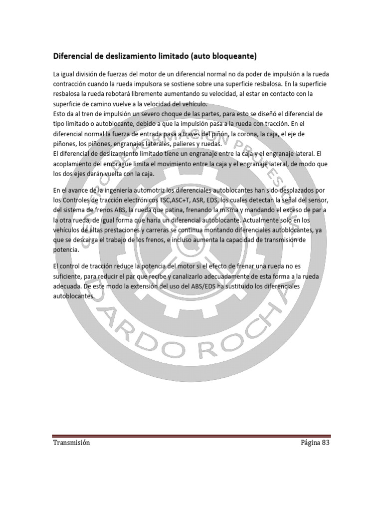 Diferencial Deslizamiento Limitado | PDF | Engranaje | Embrague