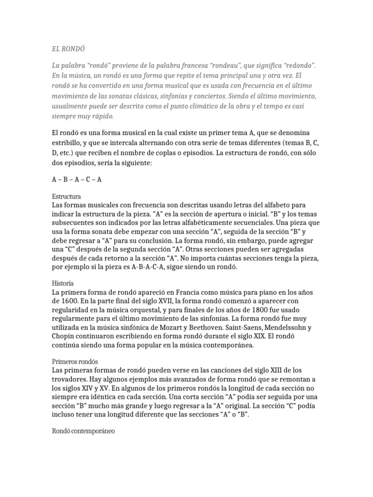 Estructura y evolución del rondó musical | PDF | Sinfonía | Sonata