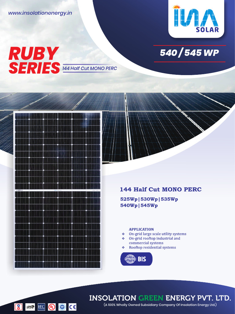 INA 545W Solar Panel Datasheet | PDF | Solar Panel | Photovoltaics