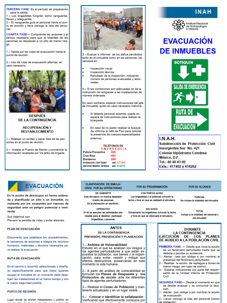 Plan de Evacuación y Simulacros INAH | PDF | Simulación | Defensa Civil