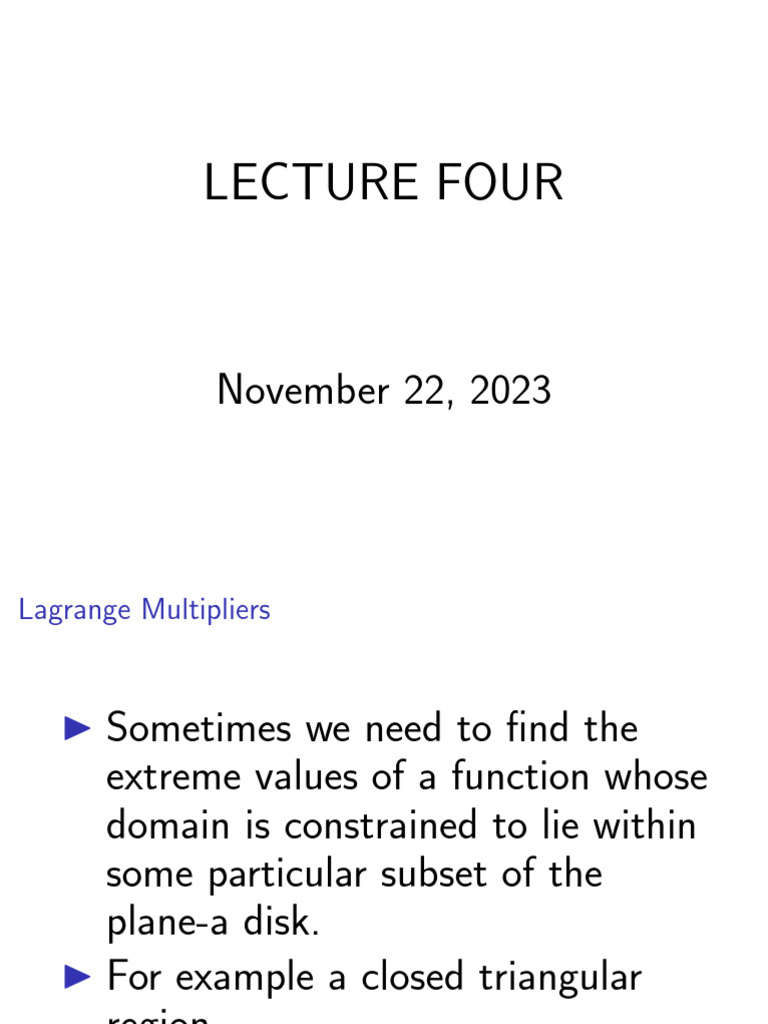 Lecture Four | PDF | Multivariable Calculus | Algorithms