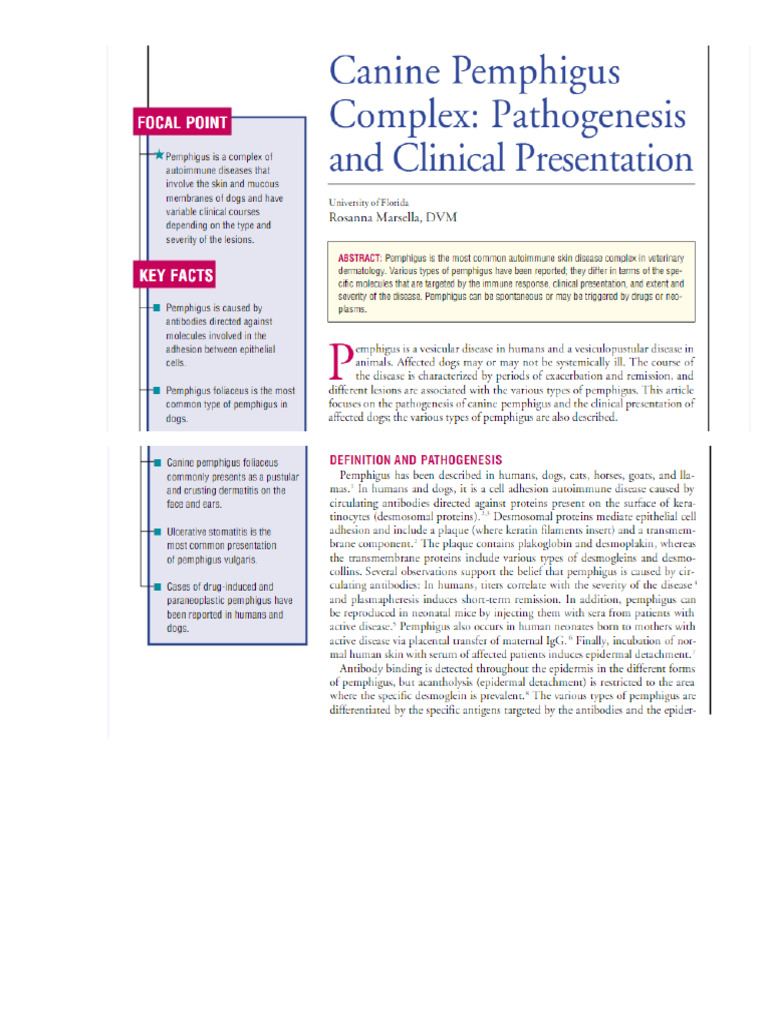 Snapshot of Genotype And Pemphigus In Dogs Treated With Benadryl