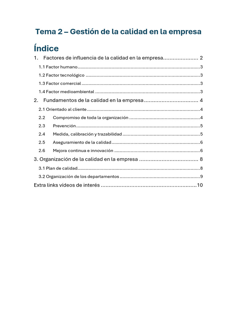 T2 Gestión de La Calidad en La Empresa | PDF | Calidad (comercial ...