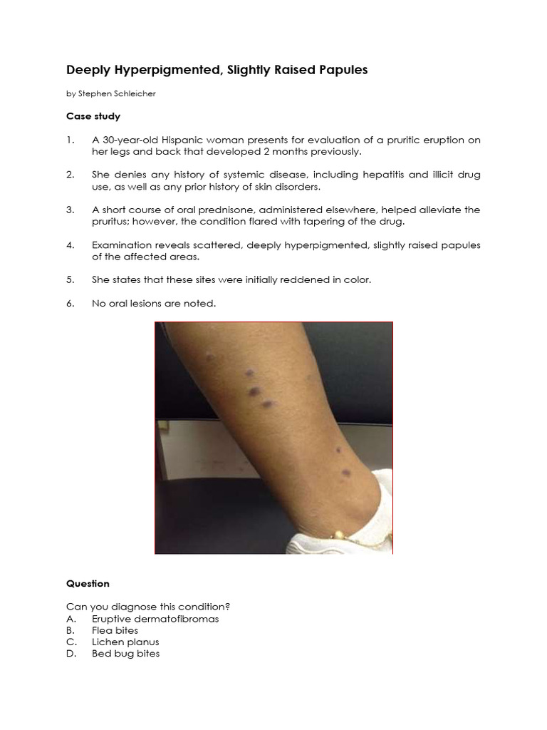 Deeply Hyperpigmented, Slightly Raised Papules | PDF | Medical ...
