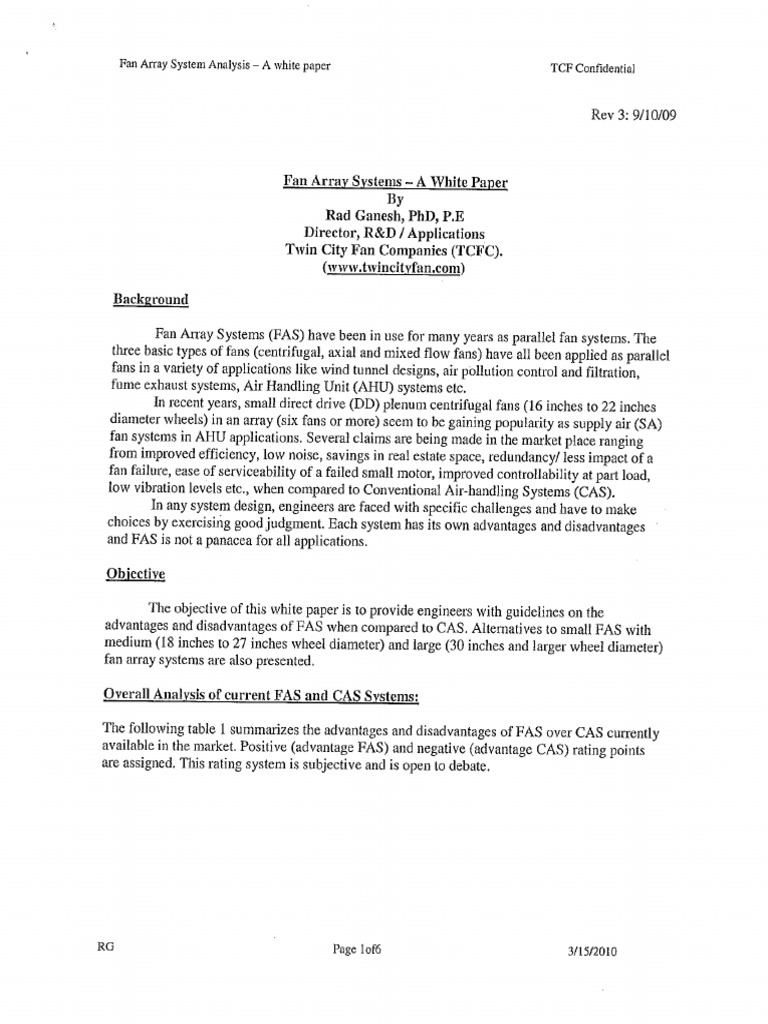 Fan Array Systems - White Paper | PDF