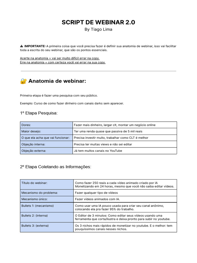 Anatomia e Estrutura de Webinar Eficaz | PDF | Dinheiro | YouTube
