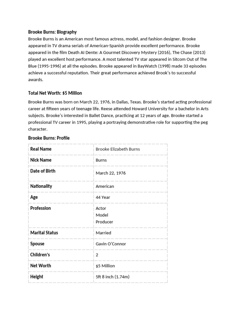 Brooke Burns | PDF | Television | Television Shows