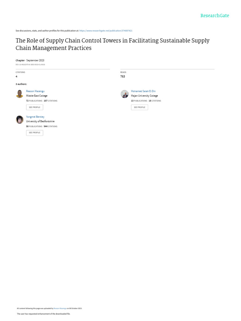 TheRoleofSupplyChainControlTowersinFacilitatingSustainable