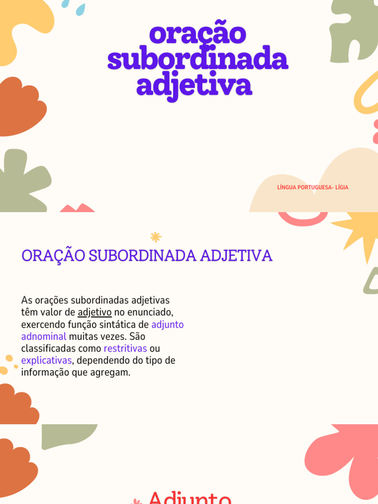 Oração Subordinada Adjetiva Explicativa | PDF | Mecânica da linguagem ...