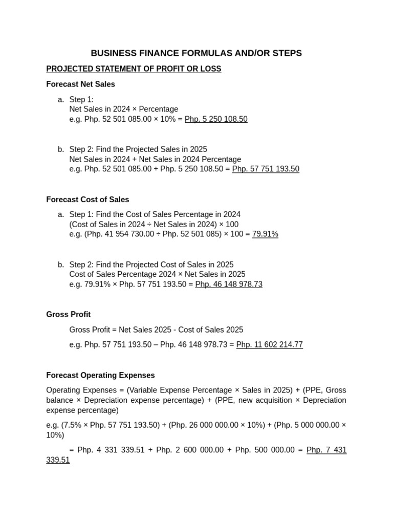 Business Finance Formulas | PDF | Retained Earnings | Equity (Finance)