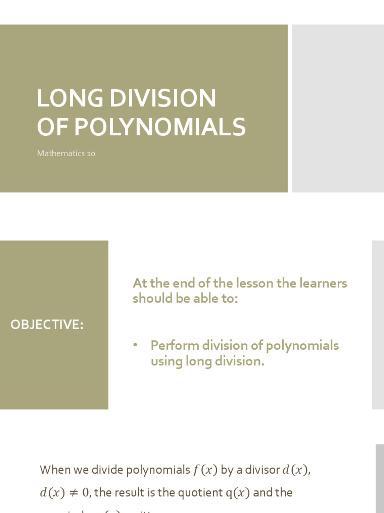 Long Division of Polynomials Guide | PDF