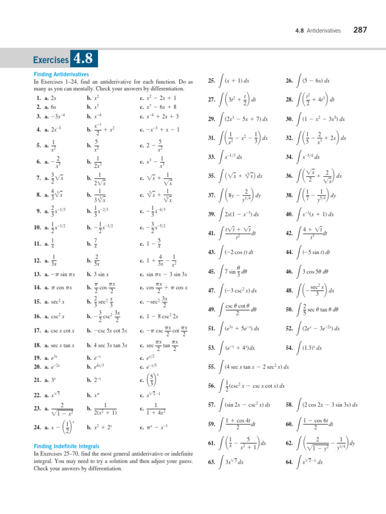 Antiderivatives and Indefinite Integrals | PDF | Acceleration ...