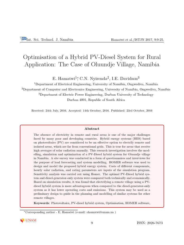 Optimisation of A Hybrid PV Diesel Syste | PDF | Photovoltaic System ...