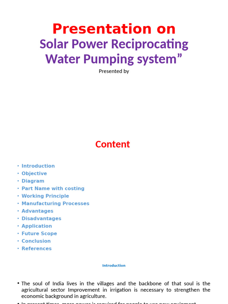 Solar-Powered Water Pumping System Overview | PDF | Pump | Solar Energy