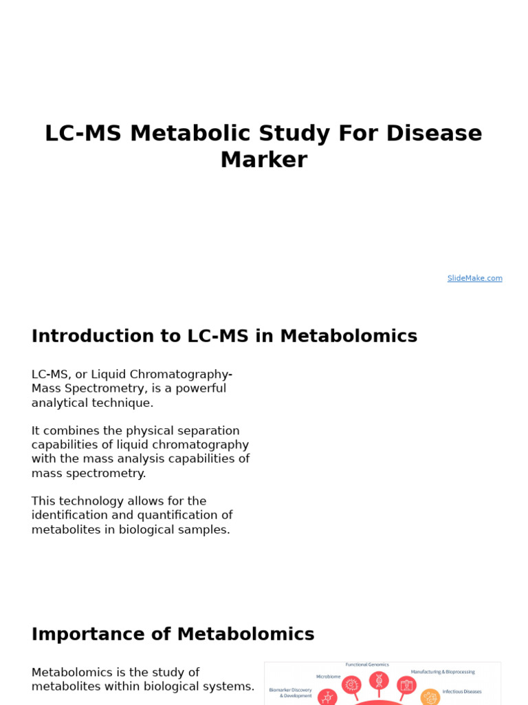 LC-MS Metabolic Study For Disease Marker | PDF | Metabolomics | Liquid ...