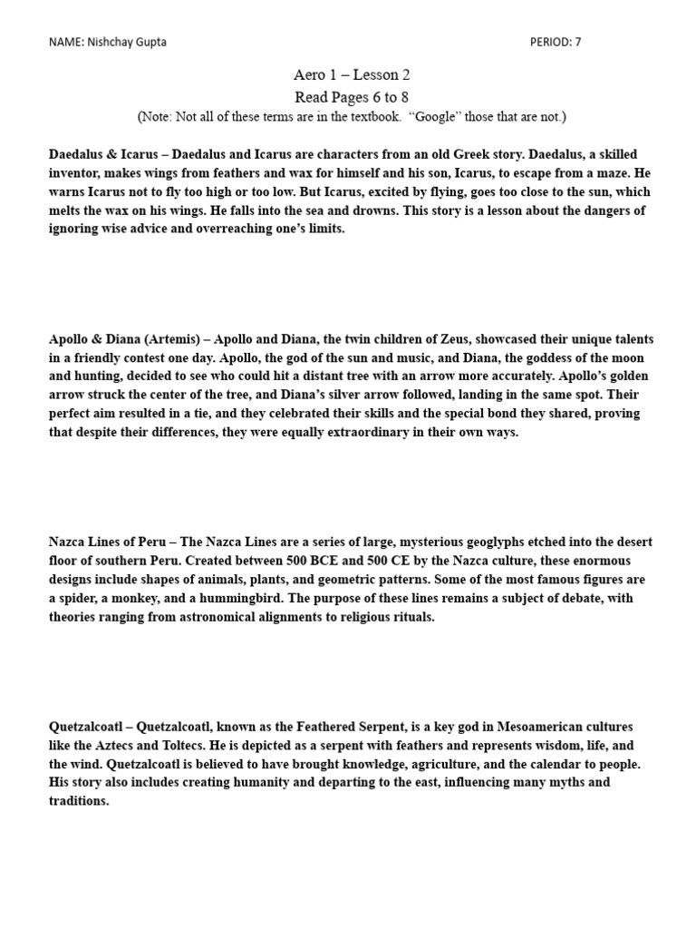 Lesson+2+Worksheet | PDF | Apollo | Mythology