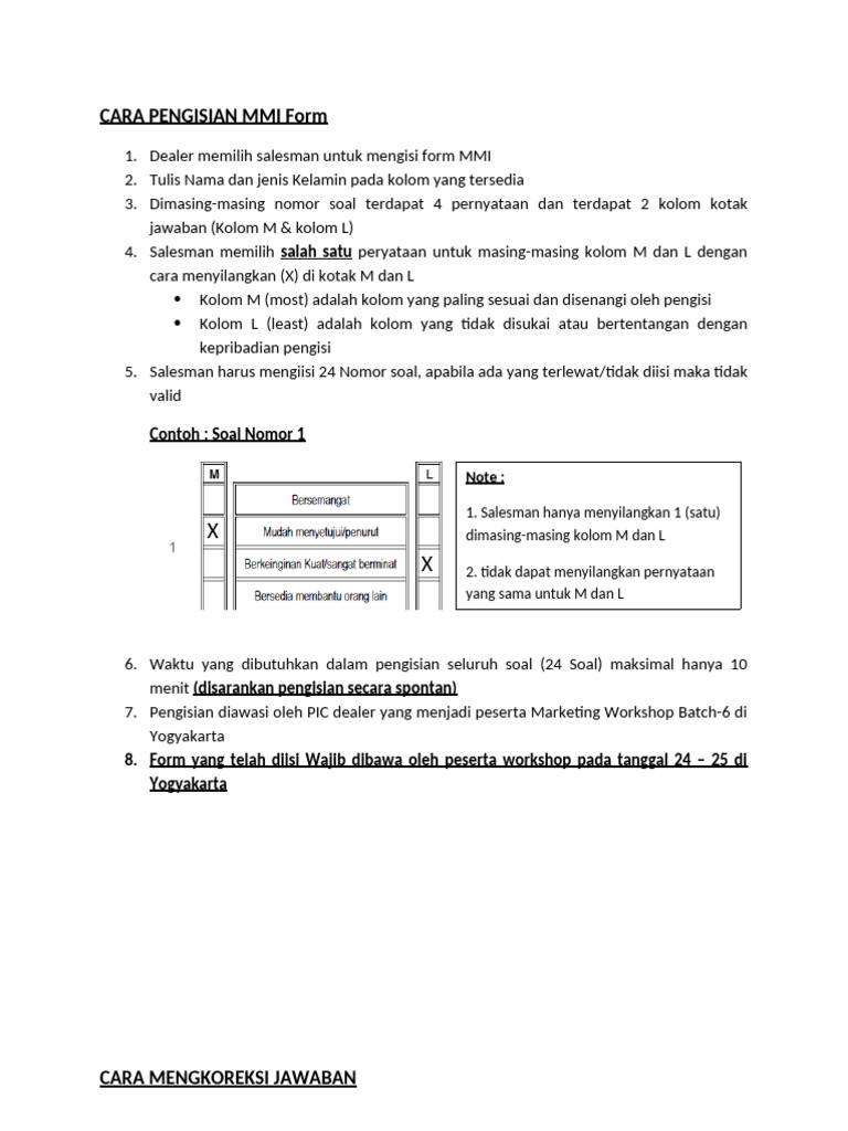 Panduan Pengisian Form MMI untuk Salesman | PDF