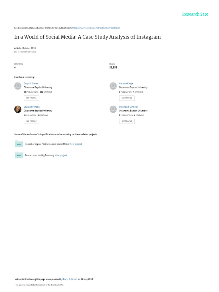 Instagram Case Study Analysis | PDF | Social Media | Popular Culture ...