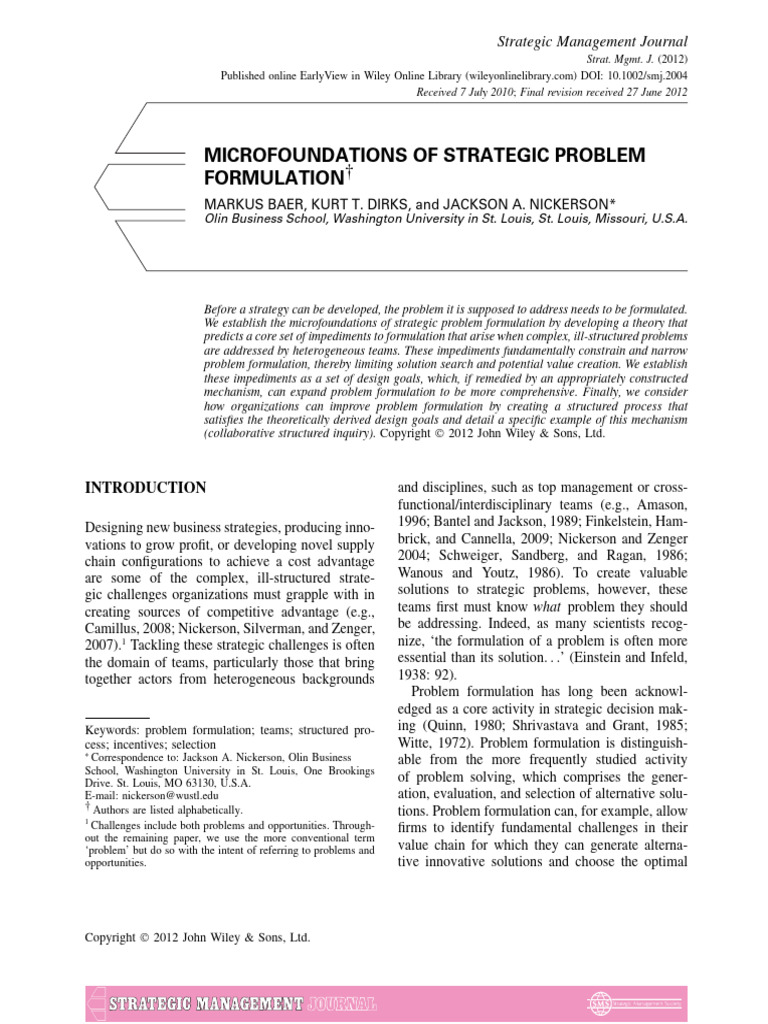 Strategic Problem Formulation | PDF | Information | Strategic Management