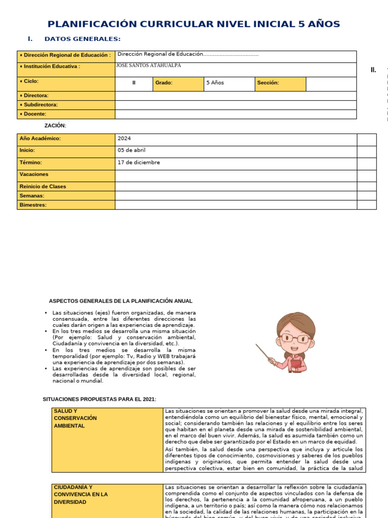 Plan Curricular Inicial 2024 | PDF | Educación de la primera infancia ...