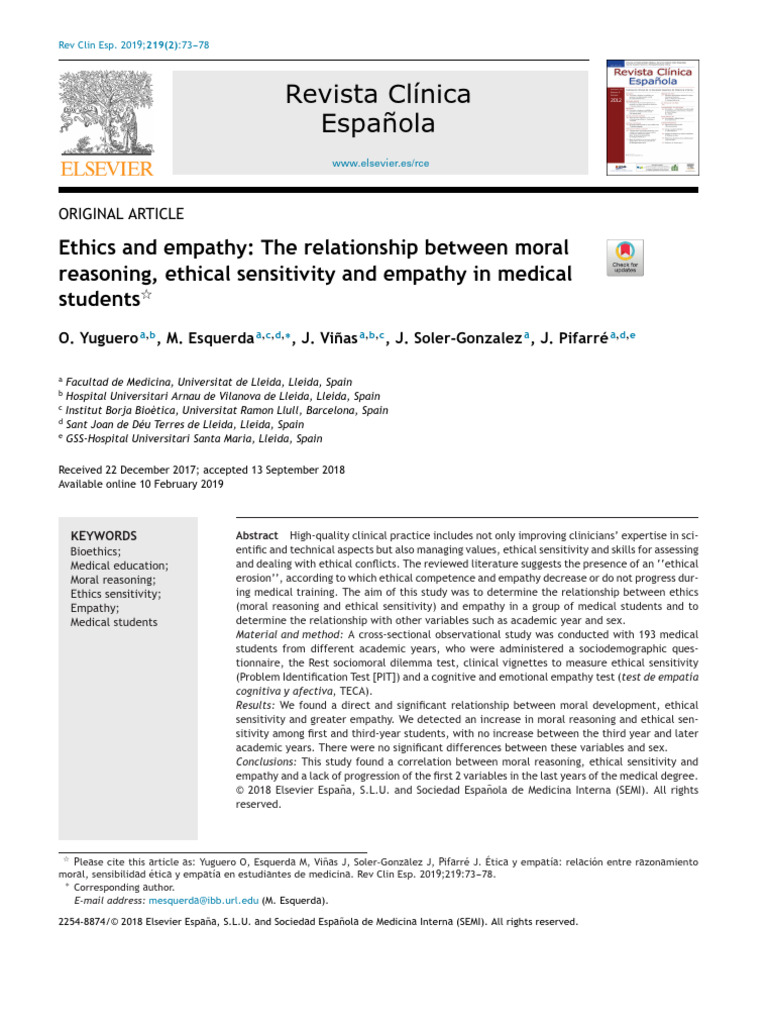 Ethics and Empathy in Medical Students | PDF | Empathy | Medicine