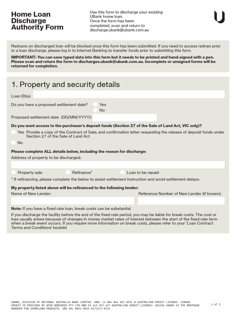 Anz Home Loan Discharge Fee Calculator