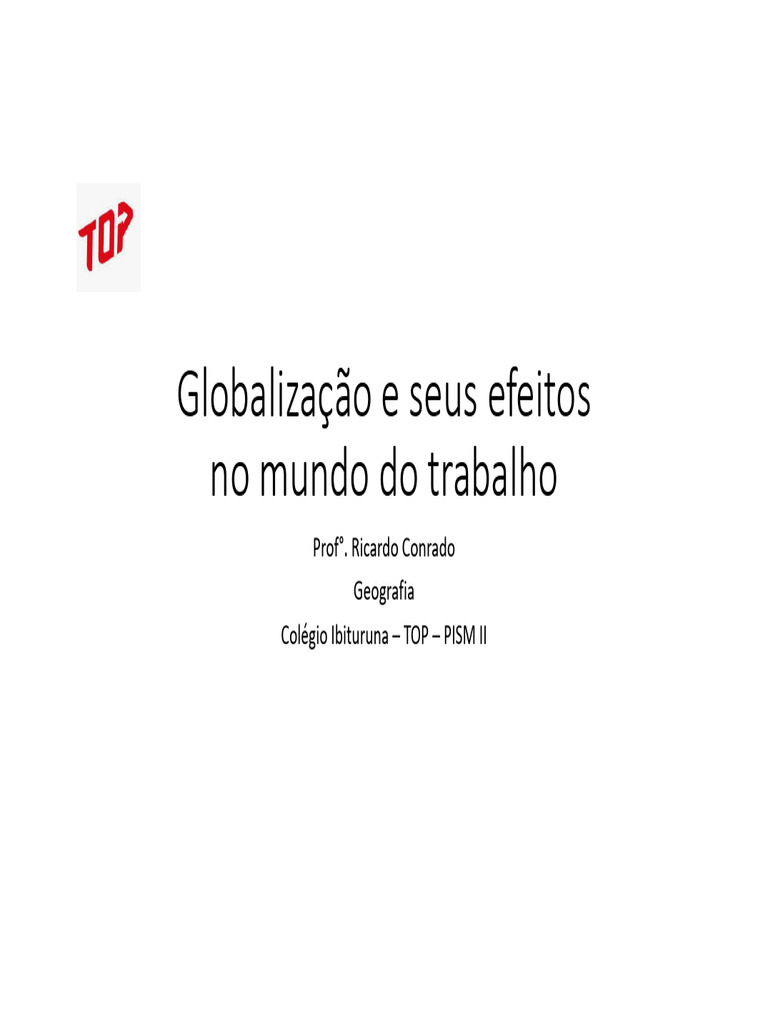 Efeitos da Globalização no Trabalho | PDF | Globalização | Terceirização