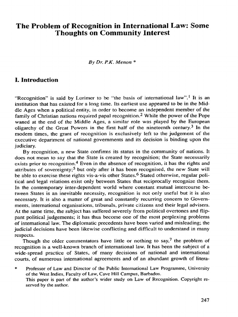 Recognition Issues in International Law | PDF | International Law ...