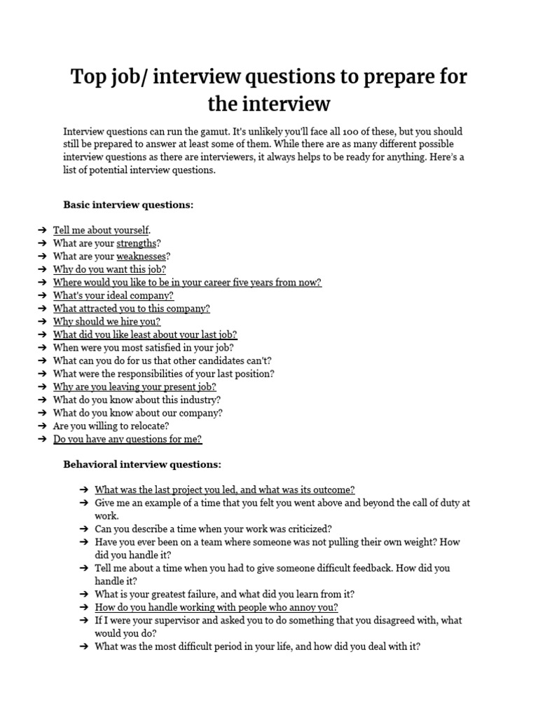 Top interview questions pdf