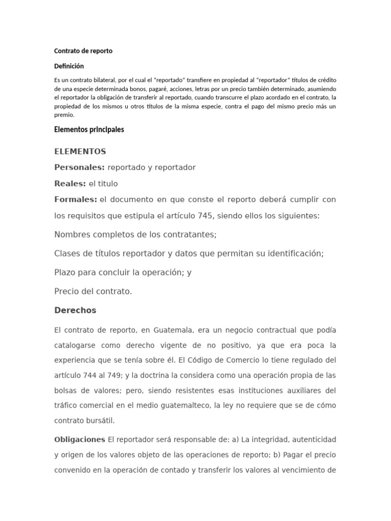 Contrato de Reporto | PDF