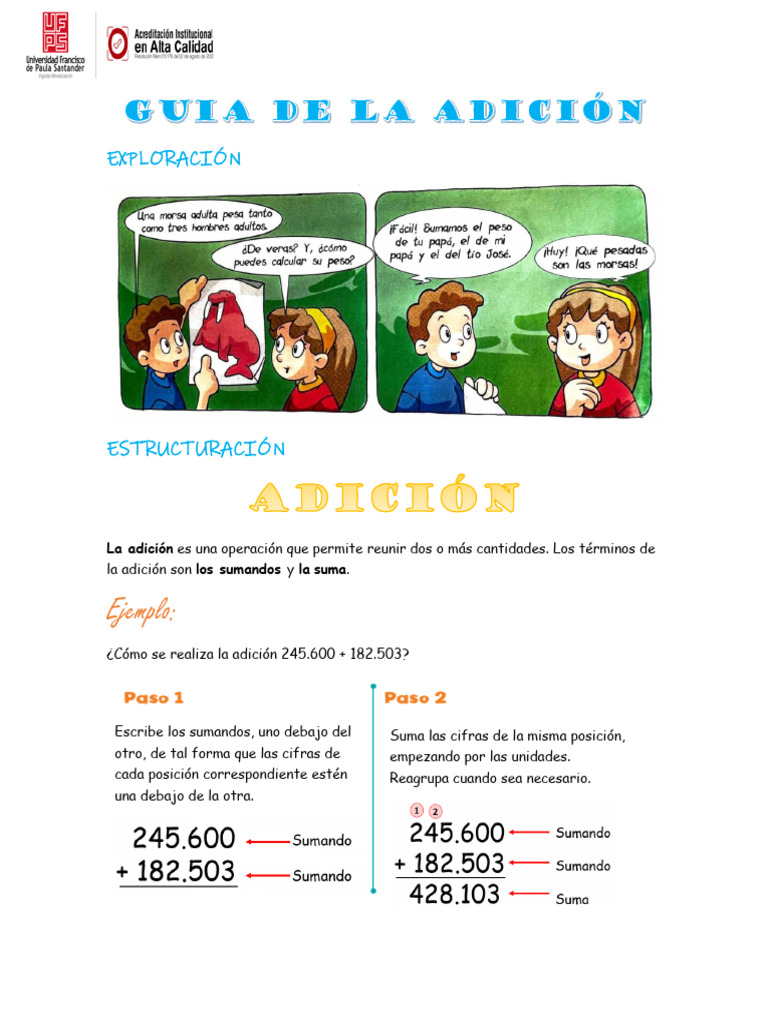 Guia de Adición de Numeros | PDF